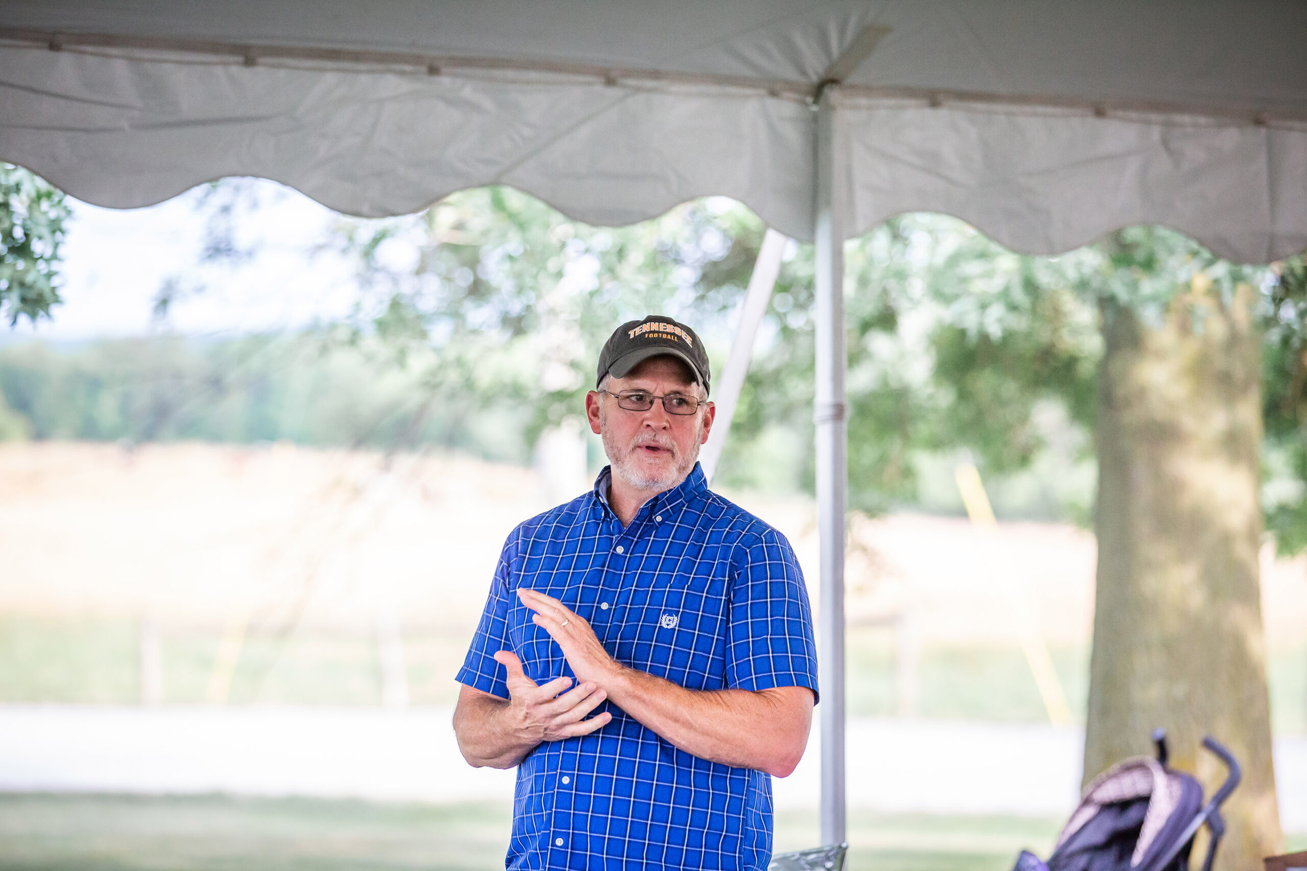 Dr. Richard Doak, DVM of Mid-Maryland Vets speaks with YCs about the FARM program during Maryland & Virginia Milk Producers Young Cooperator Summer Break at Teabow Farms on July 27, 2022.
